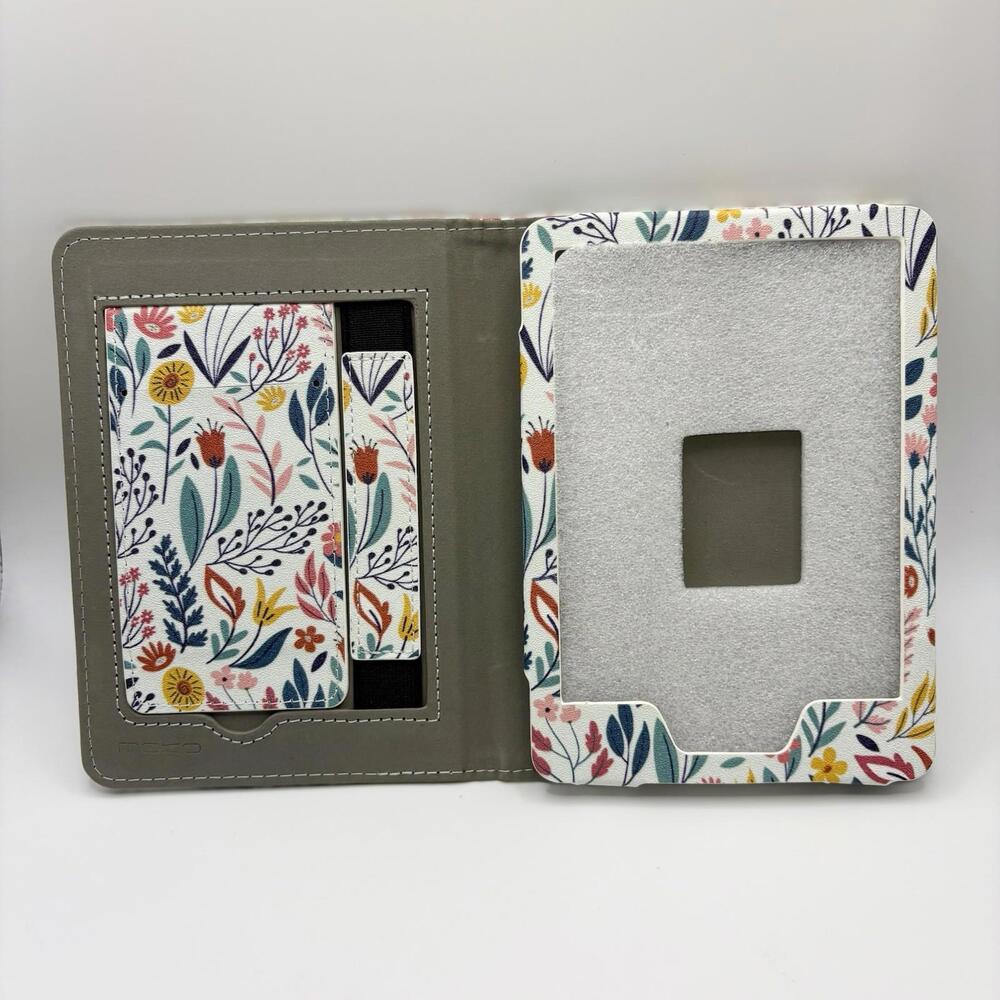 Kindle Paperwhite Case 6.8 by MOKO For 11th Generation, White Multicolor Flowers